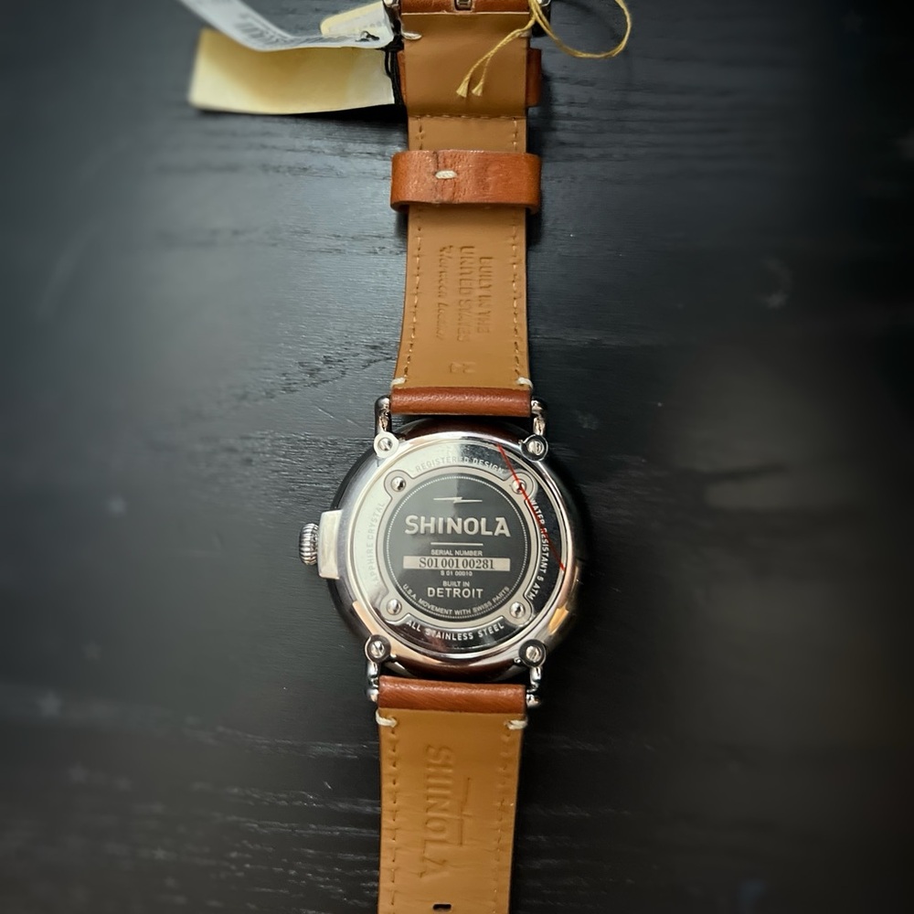Shinola Silver Case with Tan Leather Strap
